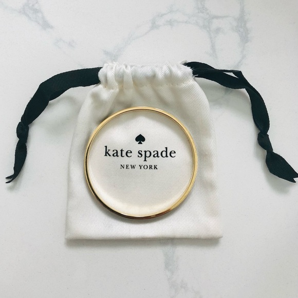 ⭐️Kate Spade⭐️Draw The Line Gold Black Enamel Bracelet Women's Bangle Jewelry - Picture 6 of 8